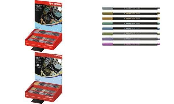 Display da banco Stabilo Pen 68 metallic - 60 pezzi - colori assortiti 68/60-8-1-1