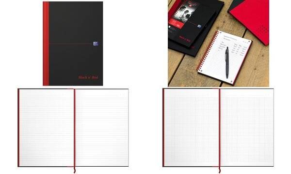Quaderno OXFORD Oxford Office Book A4 nero/rosso DIN A4 quadrettato nero-4