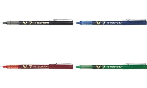 Penna roller Pilot V7 HI-Tecpoint a inchiostro liquido - Punta ago fine 0,7 mm - Corsa 0,5 mm - Colore nero