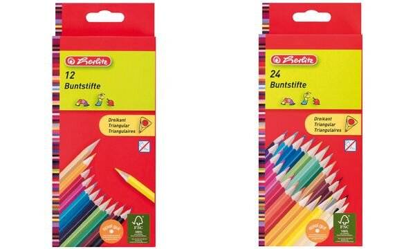 herlitz Dreikant-Buntstifte, 24er Karton-Etui aus Lindenholz, lackiert, FSC-Zertifiziert, sortiert in den (10412039)-2