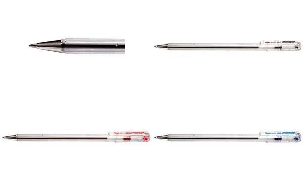 Pentel Superb Bolagraphy Boligraph - punta fine 0,7 mm - corsa 0,35 mm - inchiostro a base di olio - colore nero-1