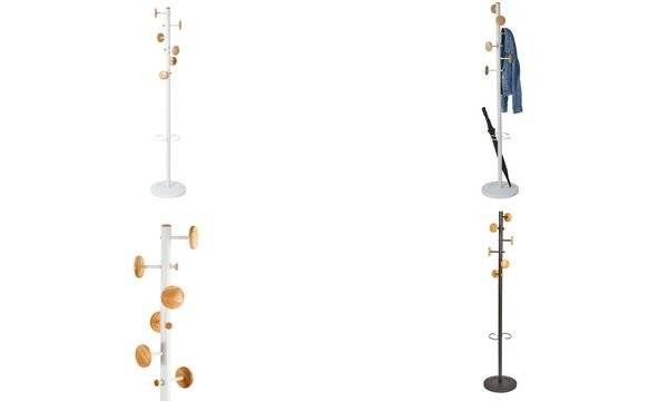 Appendiabiti da Terra con Portaombrelli Music Alba - 6+3 Posti - 175 cm - PMMUSIC BC (Bianco e Legno)-1