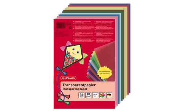 herlitz Transparentpapier, 200 x 300 mm, Inhalt: 10 Blatt inkl. Bastelanleitung für einen Lampion-Fisch, sortiert in (24-2