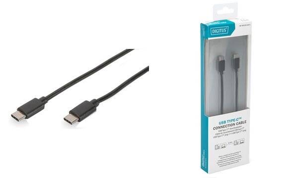 Digitus Cavo USB USB 3.2 Gen1 Spina USB-C®, Spina USB-C® 1.00 m Nero tondo, connettore applicabile su entrambi i lati, d-2