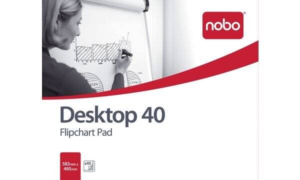 NOBO Flipchart-Block, Format: DIN B1 (B)584 x (H)483 mm blanko, weiß, 70 g-qm, 40 Blatt, für Tisch-Flipchart (34631170)-1