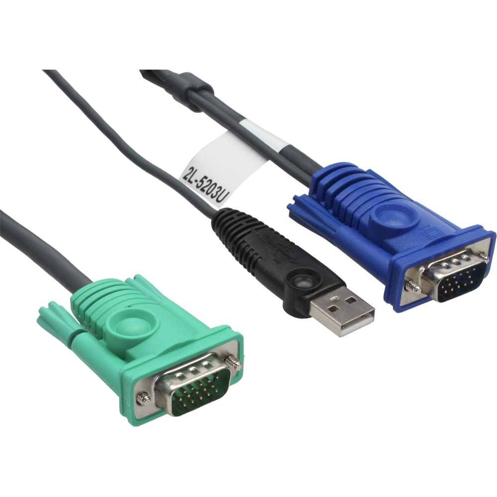ATEN KVM Cavo [1x Spina SPHD-15 - 1x Spina VGA, Spina A USB 2.0] 1.80 m Nero-9