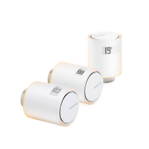 Netatmo Set 3 Valvole Termostatiche Intelligenti Aggiuntive per il Termostato Intelligente e per il Kit di base per risc