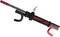 Un bloccasterzo con la scritta 'SAFETY-LOCK', nero con impugnature rosse, serve a prevenire il furto dei veicoli.