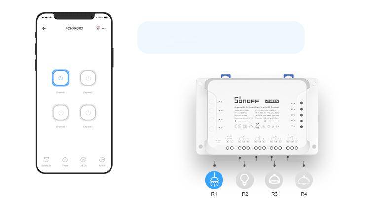 Sonoff - M0802010003 - SONOFF WiFi Smart Switch 4CHR3-4
