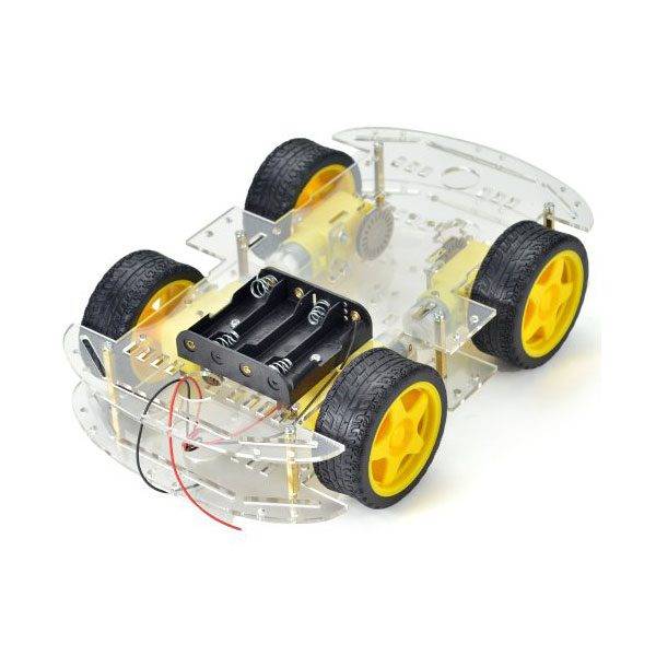 Base Robot 4 ruote, motoriduttori e portabatterie-0