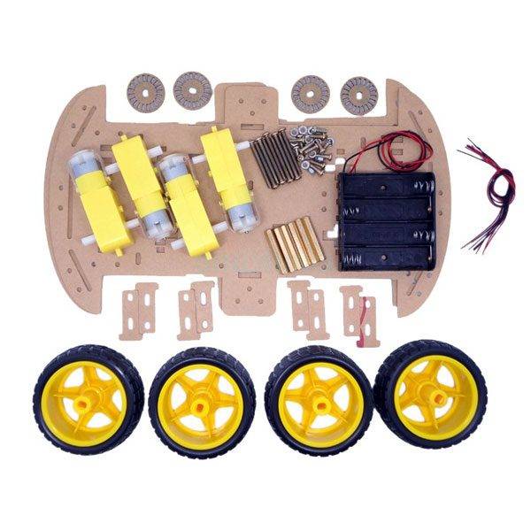 Base Robot 4 ruote, motoriduttori e portabatterie-1