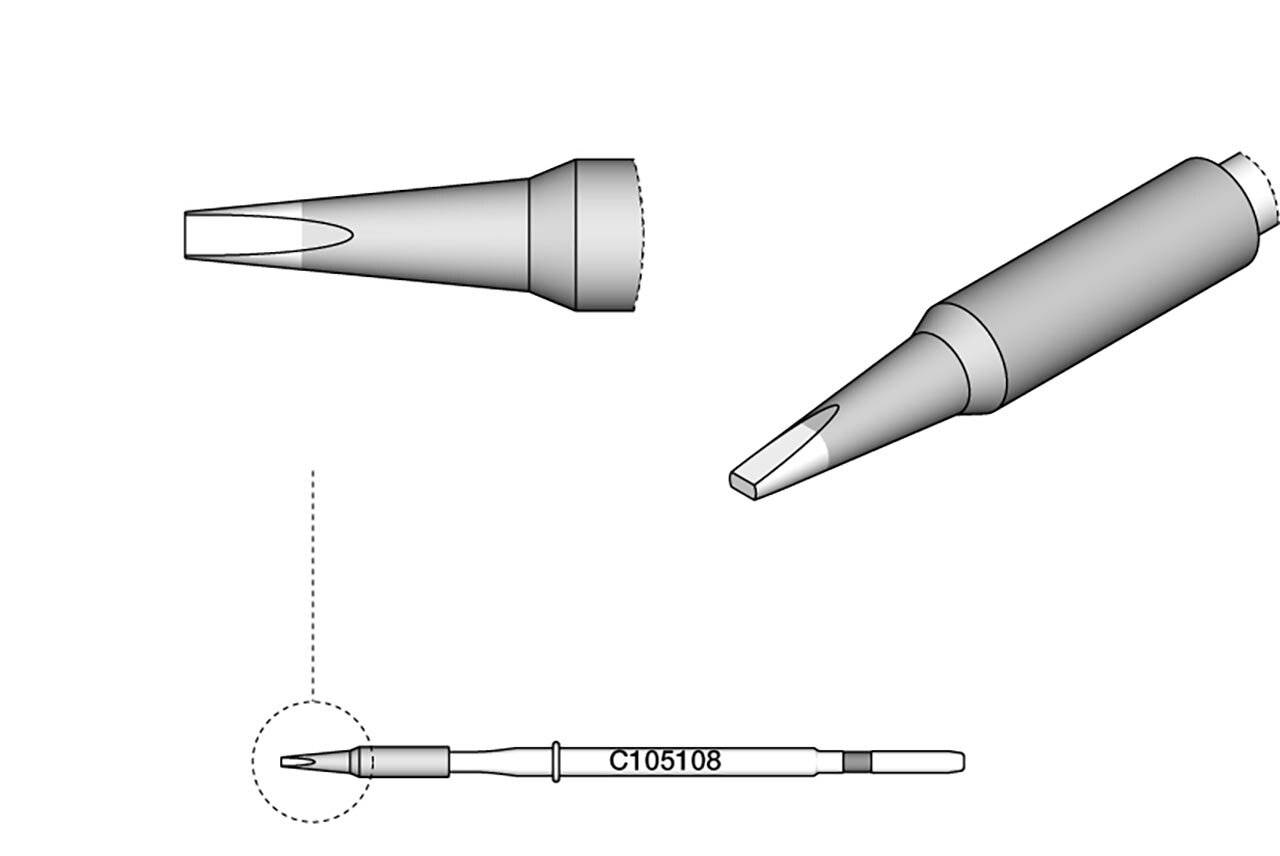 punta di saldatura a scalpello, dritta, 0,6 x 0,3 mm-0