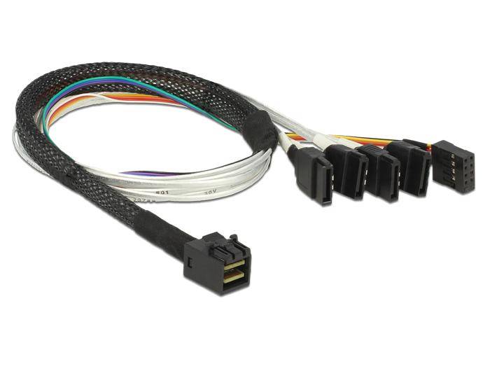 Delock Kabel Mini SAS SFF-8643 > 4 x SATA 7 Pin + Sideband 0,5 m Metall (83315)-2