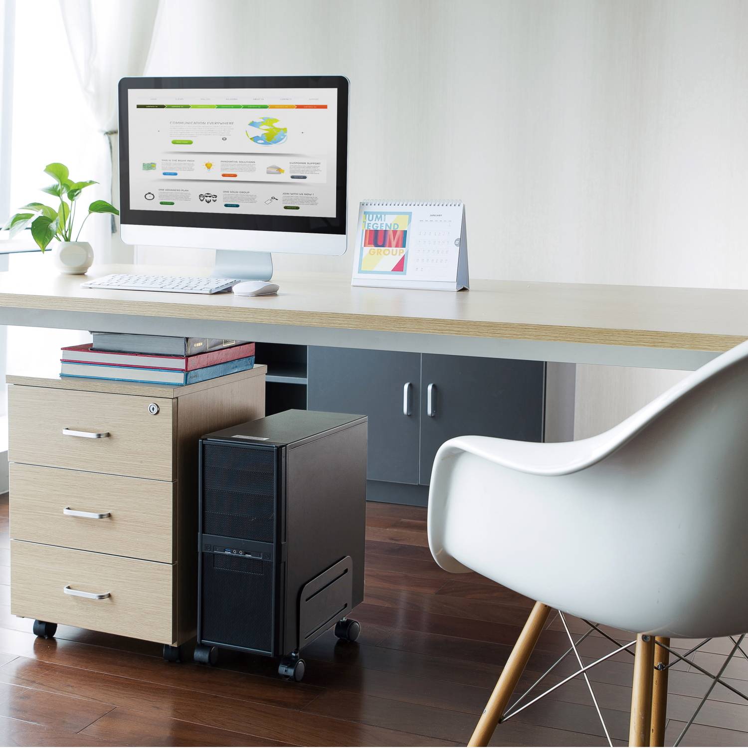 Supporto per Computer Desktop/PC,con ruote,protegge da Polvere-Per la Casa ufficio,Base Regolabile 4 Ruote Girevoli,Nero-6