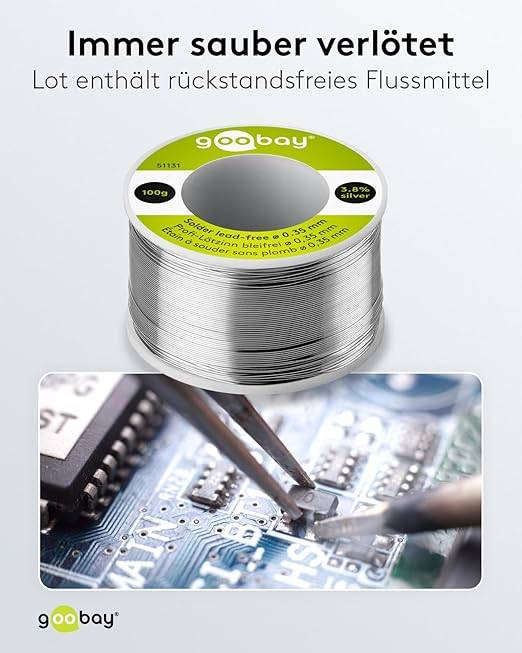 Saldante Goobay professionale senza piombo, ø 0,35 mm, rotolo da 100 g - composizione: 3,8% argento, 0,7% rame, 93,8%...-4