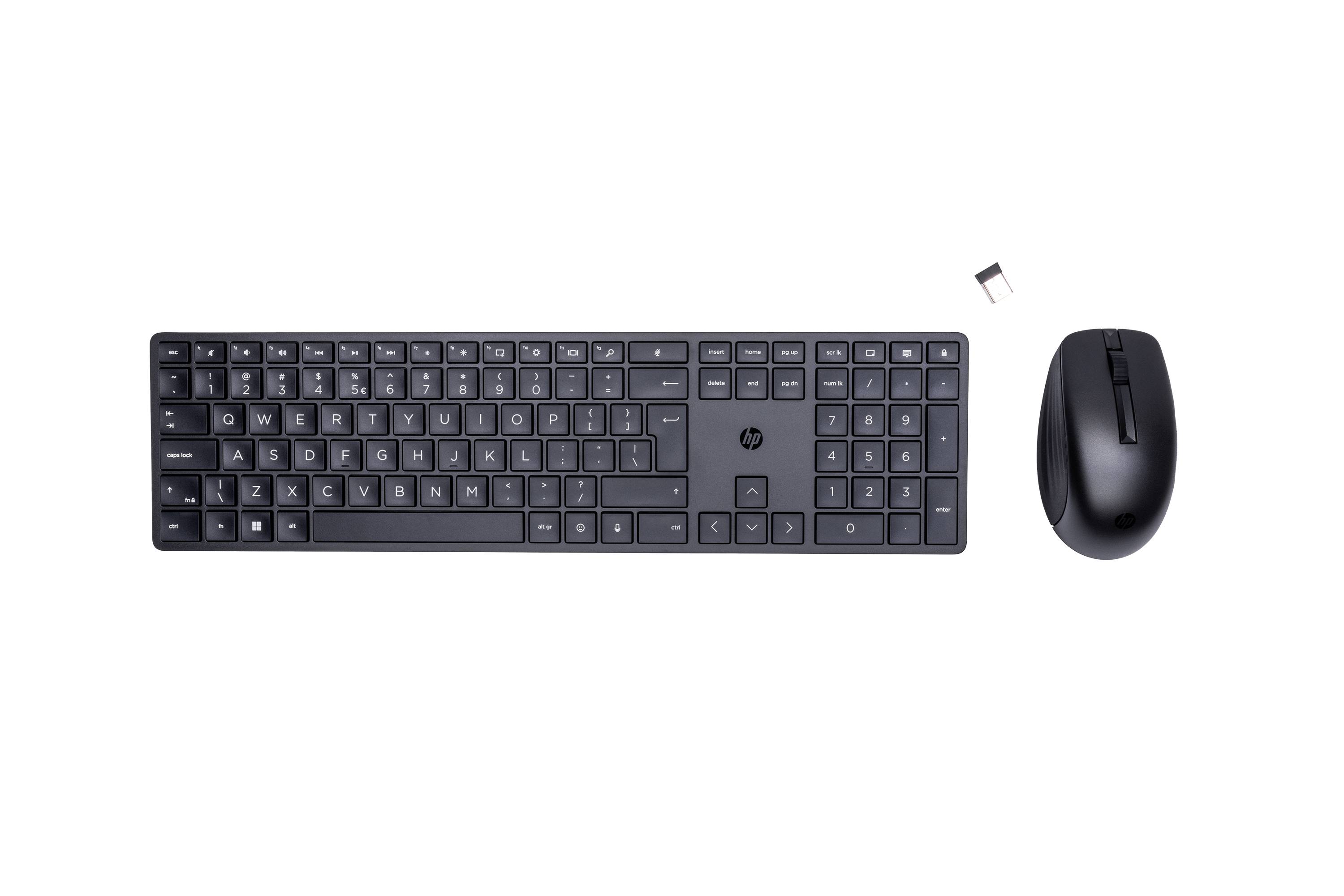 HP 650 - Tastatur-und-Maus-Set - kabellos - 2,4 GHz - Schwarz - für Laptop 15-dw1025nk, Pavilion Plus Laptop 14-eh0660nd-0