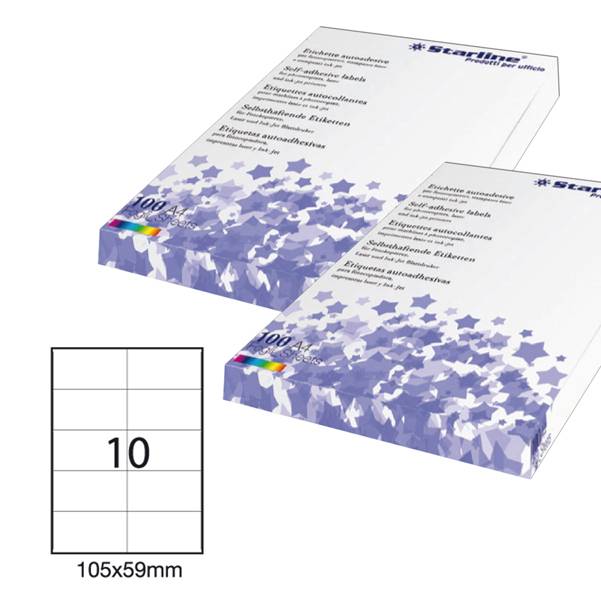 Etichetta adesiva bianca 100fg A4 105x59mm (10et/fg) STARLINE-0