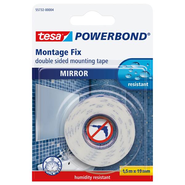 Nastro Biadesivo Mirror Powerbond Tesa - 19 mm x 1,5 m - 55732-00002-02 (Bianco)-0