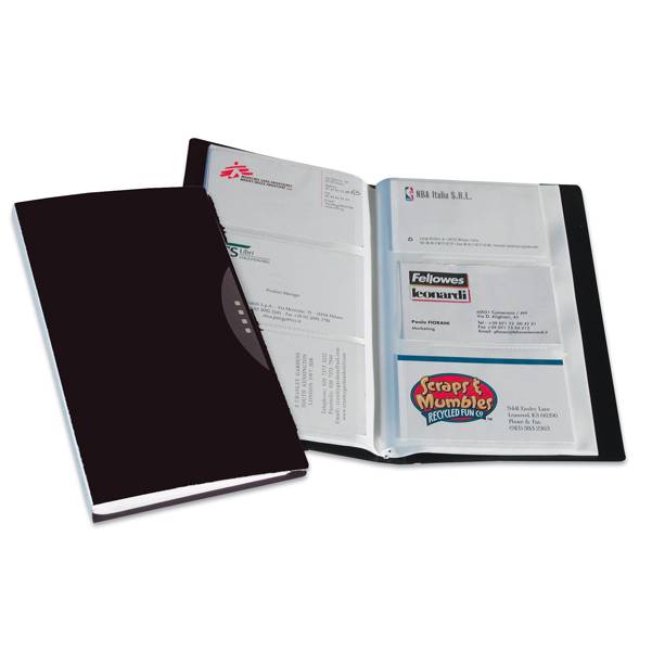 Portabiglietti da Visita Office Suites Fellowes - 240 Biglietti - 11,4x19,2 cm - 40346 (Nero)-0