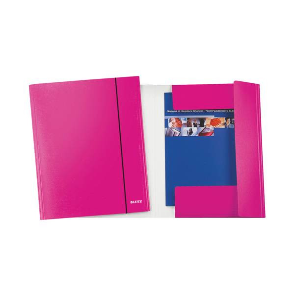 Cartella 3 Lembi con Elastico WoW Leitz - 39830023 (Fucsia Metallizzato Conf. 5)-0