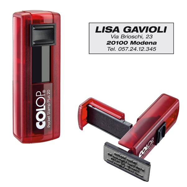 Timbro Tascabile Autoinchiostrante Pocket Stamp Plus 20 Colop - 14x38 mm - PSP20RU (Rosso)-0