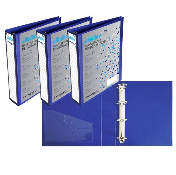 Raccoglitore personalizzabile KingShow - 4 anelli a D 40 mm - dorso 5 cm - 22x30 cm - blu -Starline-0