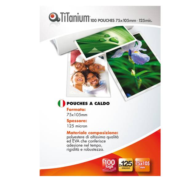 Pouches - jumbo card - 75x105 mm - 2x125 micron - Titanium - conf. 100 pezzi-0