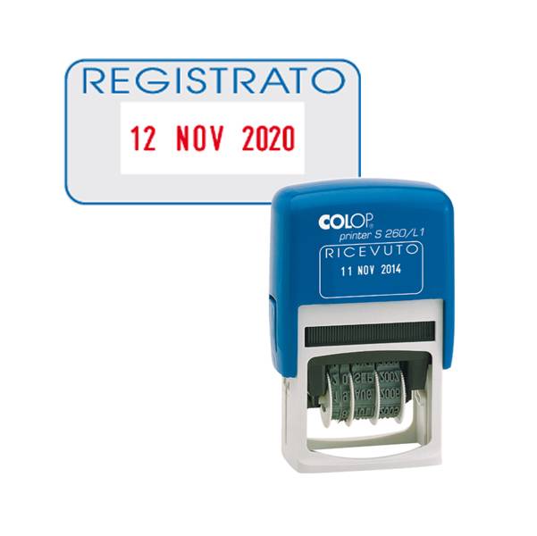 Timbro Datario Autoinchiostrante con Testo S260/L3 Colop - S260L3.BLS (Registrato)-0
