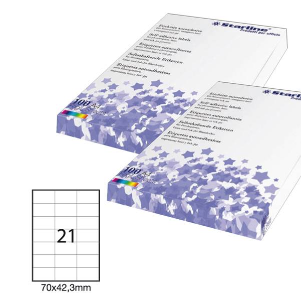 Etichetta adesiva bianca 100fg A4 70x42,3mm (21et/fg) STARLINE-0
