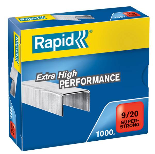 Punti Metallici per Cucitrice ad Alti Spessori Super Strong Rapid - 9/20 - 24871700 (Conf. 1000)