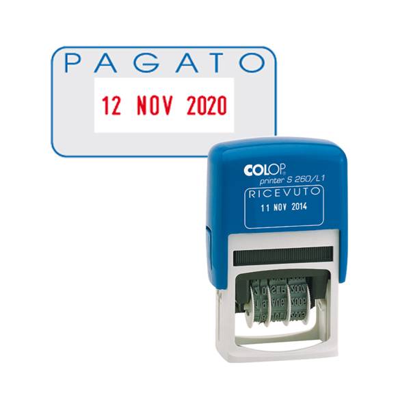 Timbro Datario Autoinchiostrante con Testo S260/L2 Colop - S260L2.BLS (Pagato)-0