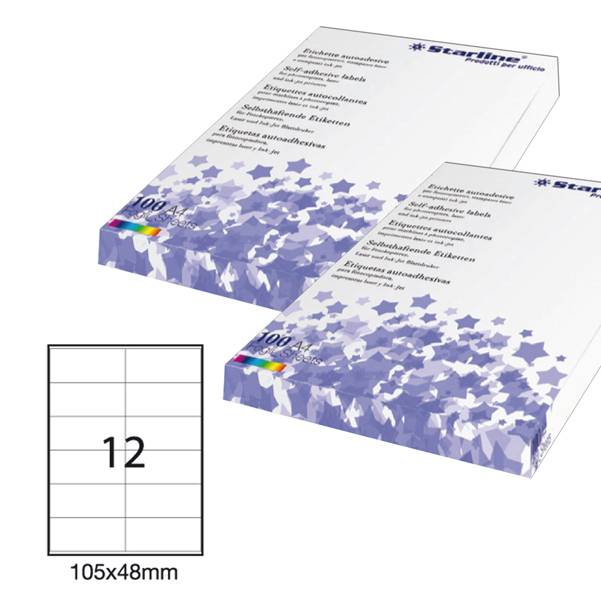 Etichetta adesiva bianca 100fg A4 105x48mm (12et/fg) STARLINE-0