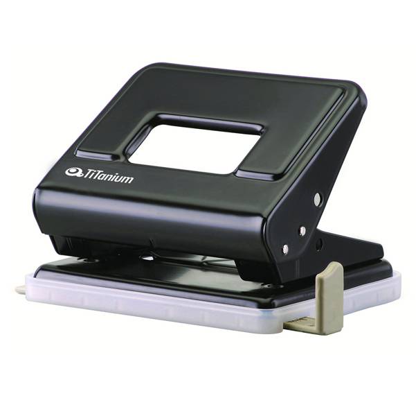 Perforatore in metallo - 2 fori - passo 8 cm - nero - Titanium-0