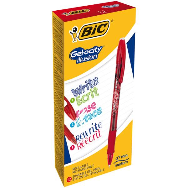 BIC Gel-ocity illusion Penna in gel con cappuccio Rosso 12 pz-0