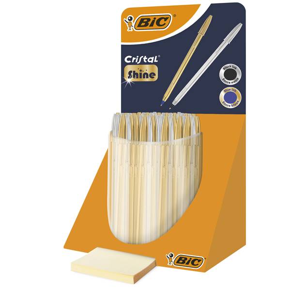 Penna Cristal Shine - fusto oro/argento - Bic - expo 40 pezzi-0
