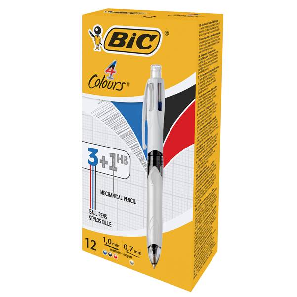 BIC 4 Colori 3 + 1 Boligraph e Portemine retrattili - 1 mm Middle Point - Hb Mine-0