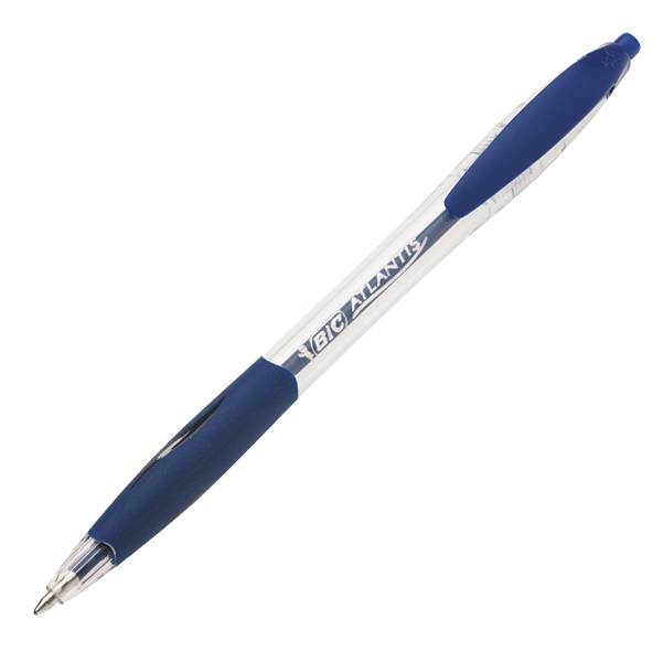 Bic Atlantis Classic Retractile Boligraph - Punta da 1 mm - corpo trasparente con presa - colore blu-0
