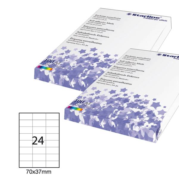 Etichetta adesiva bianca 100fg A4 70x37mm (24et/fg) STARLINE-0