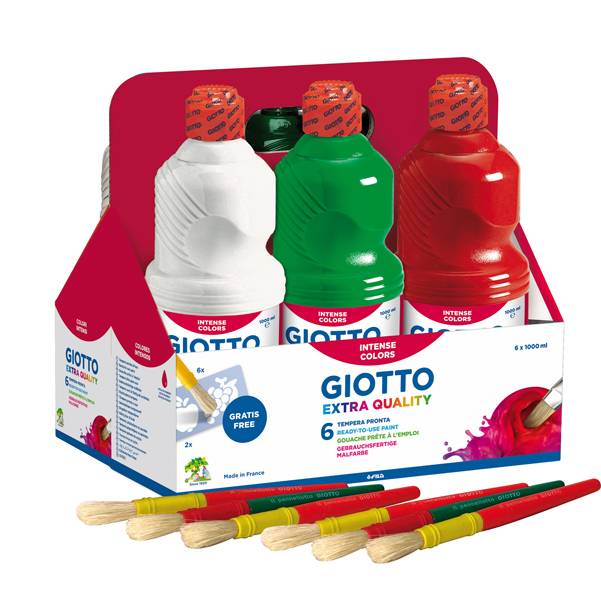 Schoolpack 6 flaconi tempera pronta - 1000ml - colori assortiti - Giotto-0