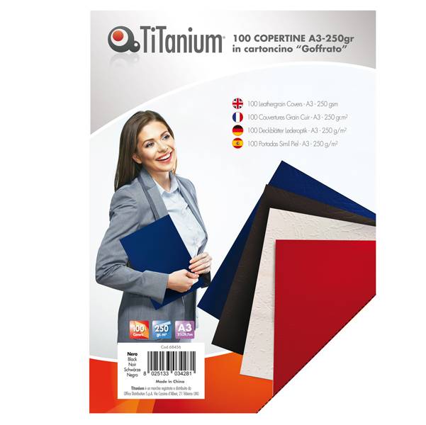 Copertine in Cartoncino per Rilegatura Titanium - A3 Goffrata - CAA3-01-SL (Nero Conf. 100)-0