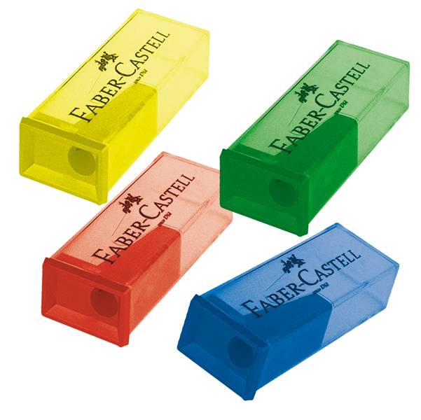 Temperamatite con contenitore - 1 foro - Faber Castell - conf. 25 pezzi-0