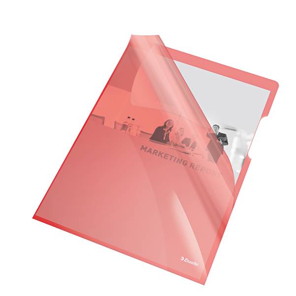 Cartelline a L - PVC - liscio - 21x29,7 cm - rosso cristallo - Esselte - conf. 25 pezzi-0