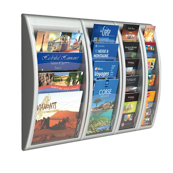 Modulo a 4 Tasche per Espositori da Muro Quick Fit System Paperflow - A4 - 40,9x9,5x65 cm - K540605 (Alluminio)-0