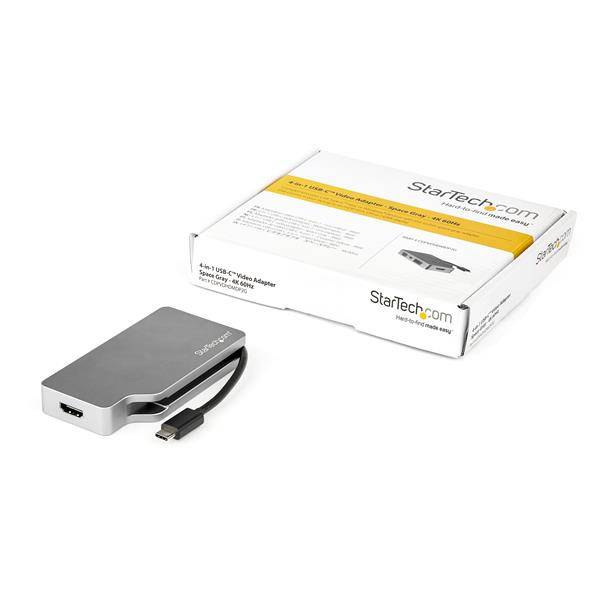 StarTech.com Adattatore Multiporta Video USB-C 4 in 1 in Alluminio - 4K 60Hz - Grigio Siderale (CDPVDHDMDP2G)-4