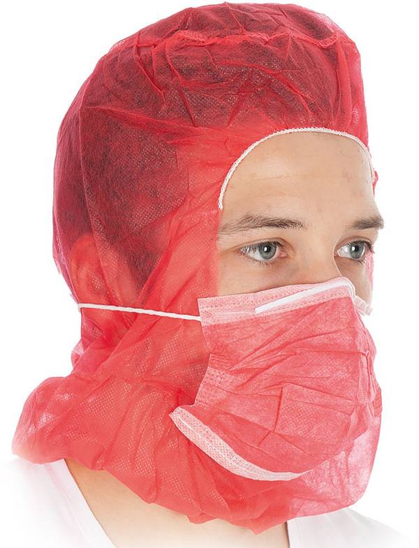 Cappello astro Hygostar con protezione della bocca a 2 strati, rosso