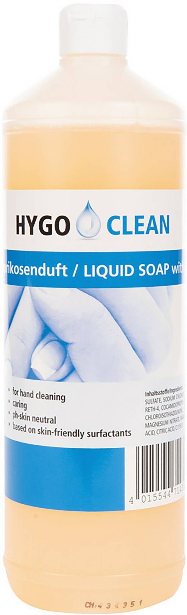 Sapone liquido HygoClean per la pulizia delle mani, 1l, albicocca pH neutro, nutriente