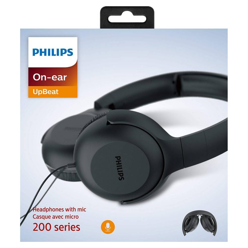 Philips TAUH201 On Ear cuffia auricolare via cavo Nero headset con microfono, regolazione del volume, pieghevole-1