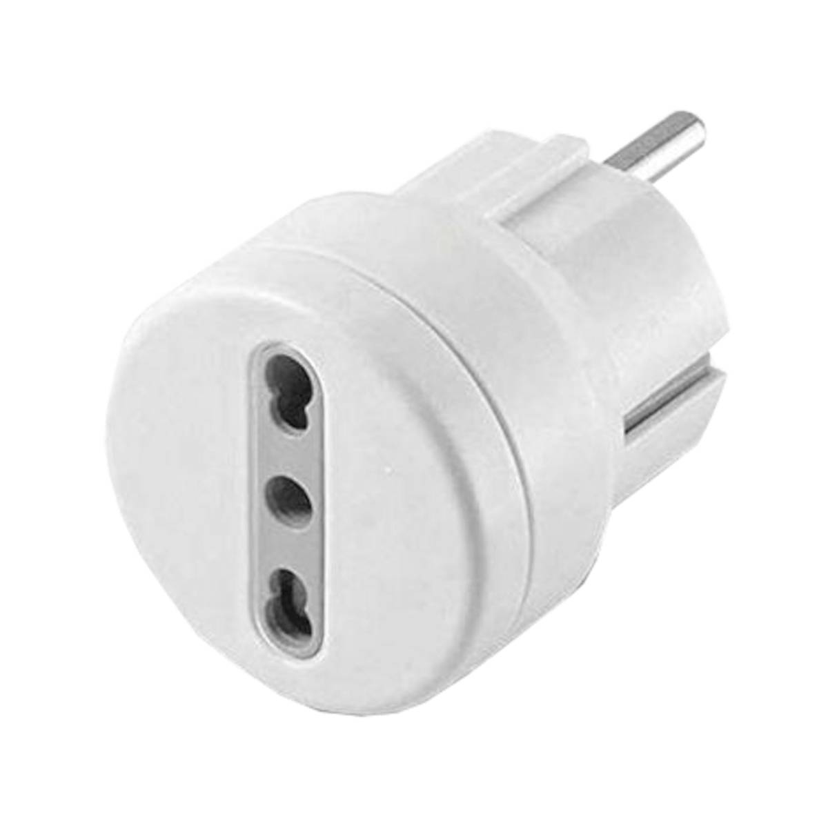 Adattatore spina schuko e presa bipasso 16A - Adattatore con 1 presa bipasso 2 poli + terra 16A. e spina SCHUKO 2 poli +-0