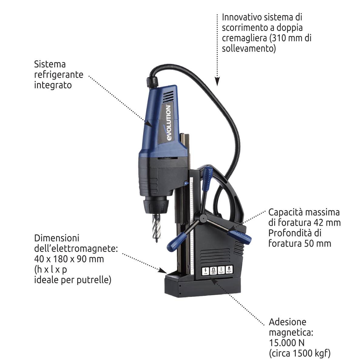 Trapano a supporto magnetico professionale - regolazione meccanica-1