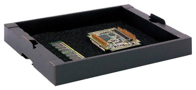 Vassoio ESD impilabile con schiuma nera, 351x246x31 mm-0